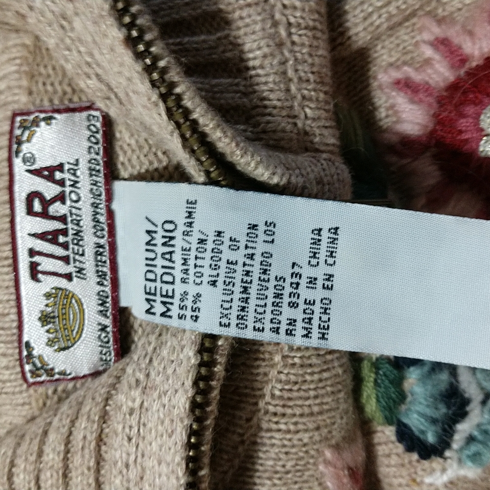 SOLD Vintage 🆕 Tiara International Embroidered Cardigan Sweater Zipper Front - Picture 11 of 11